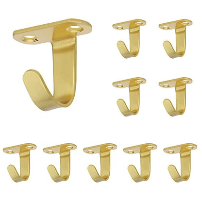 NearMoon Stainless Steel Screw Mounted Ceiling Hooks, Under-Shelf Towel/Robe Clothes Hook Heavy Duty Coat Hanger for Bathroom Kitchen Cabinet Garage, 10 Pack (Brushed Gold) - color: Brushed Gold