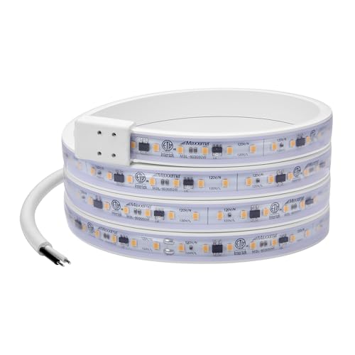 Maxxima 60 in. Hardwired LED Under Cabinet Strip Light, 2300 Lumens, 3000K | Warm White, Kitchen and Living Room 120V White Cove Lighting, No Power Supply Needed - size: 60 Inch