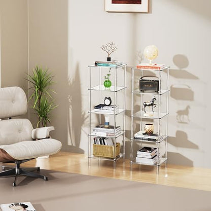 Acrylic Bookshelf, Small Bookcase, Standing Freestanding Corner Storage Shelves Display Shelf for Living Room, Bedroom (Clear, 5 Tier) - size: 5 Tier