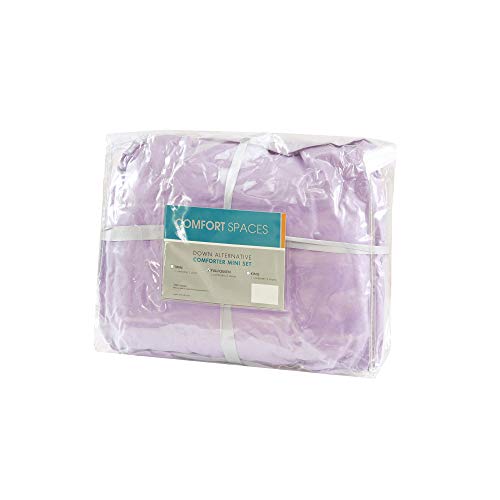 Comfort Spaces Vixie Reversible Comforter Set - Trendy Casual Geometric Quilted Cover, All Season Down Alternative Cozy Bedding, Matching Sham, Lavendar/Gray, Twin/Twin XL 2 piece | Down Alternative, All Season, Bedding for Bedroom, Geometric Pattern, Rev
