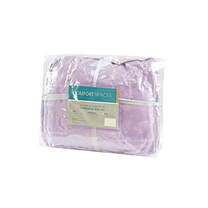 Comfort Spaces Vixie Reversible Comforter Set - Trendy Casual Geometric Quilted Cover, All Season Down Alternative Cozy Bedding, Matching Sham, Lavendar/Gray, Twin/Twin XL 2 piece | Down Alternative, All Season, Bedding for Bedroom, Geometric Pattern, Rev