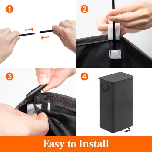 Lifewit Single Laundry Hamper with Lid and Removable Laundry Bags, Large Collapsible 1 Dividers Dirty Clothes Basket with Handles for Bedroom Laundry Room Closet Bathroom College, 100L Black - color: Black, size: 100L