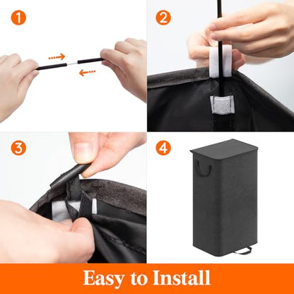 Lifewit Single Laundry Hamper with Lid and Removable Laundry Bags, Large Collapsible 1 Dividers Dirty Clothes Basket with Handles for Bedroom Laundry Room Closet Bathroom College, 100L Black - color: Black, size: 100L