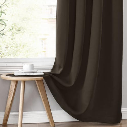 ChrisDowa 100% Blackout Curtains for Bedroom 84 Inches Long 2 Panels Set | 2 Thick Layers, Thermal Insulated, Light Blocking, Grommet, Window Treatment, Living Room Drapes, Brown, 38 x 84 Inch - color: Brown, size: 38"W x 84"L (Pack of 2)