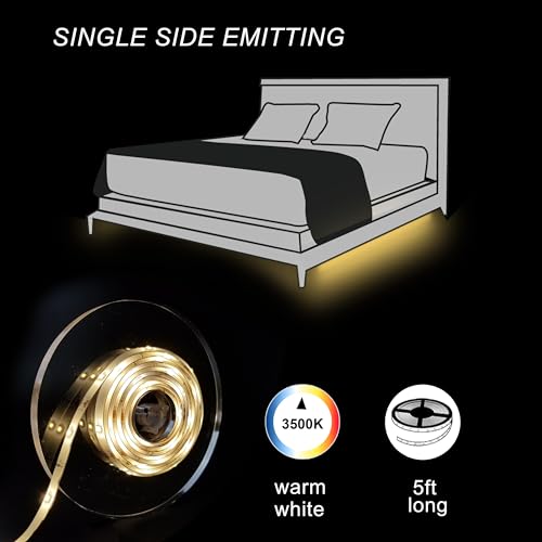 Under Bed Light Motion Sensor Dimmable Warm White LED Strip Night Light for Bedroom Stairs Cabinet Auto On Off Gentle Glow Single Kit 5FT - size: Single(5FT x 1)