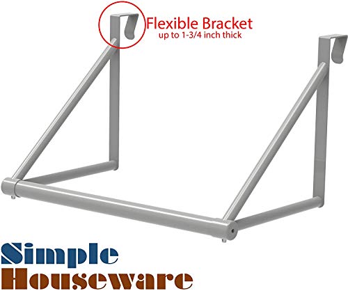 Simple Houseware Over the Door Clothes Hanging Rod, Silver - color: Silver