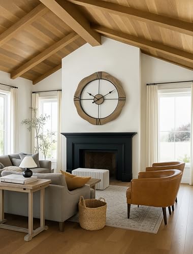 MASHI 20" Wall Clock for Living Room,Non Ticking Silent Battery Operated | Enjoy a totally silent, non-ticking experience with 1 AA battery power, paired with a 20-inch large easy-to-read clock face. - size: 20inches