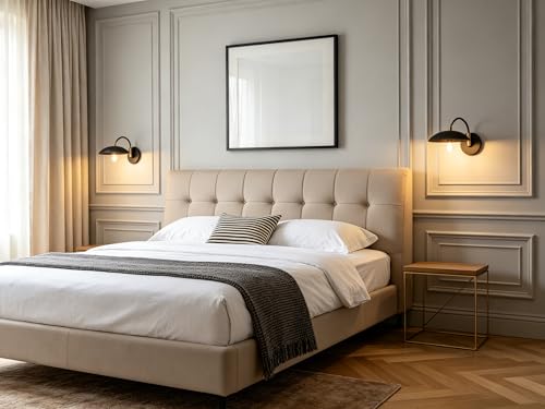 Phansthy Modern Brass Wall Sconce Hardwired 2 Pack, Adjustable Lighting Direction Wall Light, Swing Arm Wall Lamp with 8.5" Metal Half Sphere Shade for Bedside Reading, Farmhouse (Black Gold) - color: Black Gold