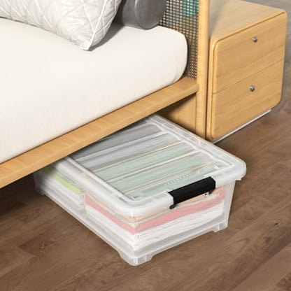 20 Quart Plastic Under Bed Storage Bins with Lid, 4-Pack Clear Underbed Storage Containers with Wheels - size: 20 Quart