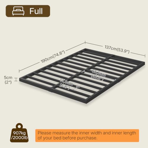 2 Inch Full Box Spring Low Profile, Heavy Duty Box Spring | Box Spring for Full Bed, Mattress Foundation, Quiet Steel Frame, Easy Assembly, Noise Free - size: Full