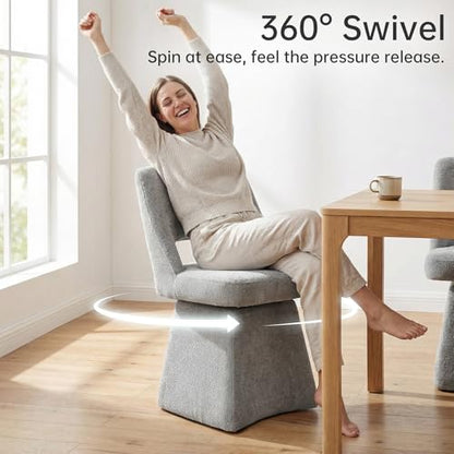 VKNOW Upholstered Swivel Dining Chair with Curved Open Back | Modern Dining Room Chairs with Chenille Fabric, Space-saving, Easy Assembly, for Dining Room, Living Room, Bedroom, Gray - color: Grey