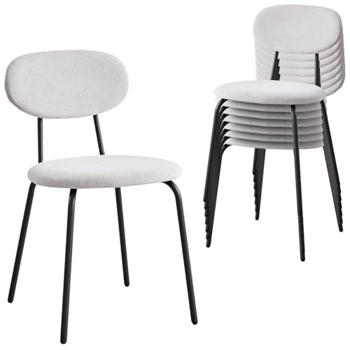 Stackable Guest Chairs Set of 8, Upholstered Waiting Room Chairs with Metal Legs for Reception, Breakroom, School, Meeting, Office - color: White, size: Set of 8