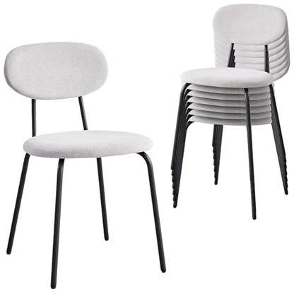 Stackable Guest Chairs Set of 8, Upholstered Waiting Room Chairs with Metal Legs for Reception, Breakroom, School, Meeting, Office - color: White, size: Set of 8