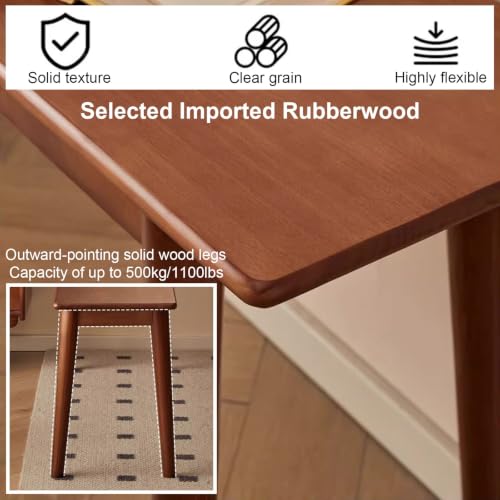 Narrow Rubber Wood Bench, Modern Dining Stool with Soft Cushion, Capacity 1100lbs, Easy to Assemble, for Dining Room Hallway Bedroom(Brown,80cm/31.5in) - color: Brown, size: 80cm/31.5in