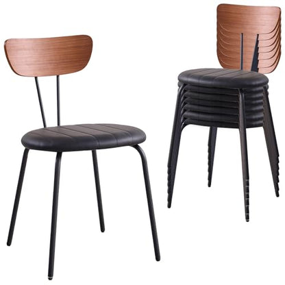 Stackable Guest Chairs Set of 8, Upholstered Waiting Room Chairs with Metal Legs for Reception, Breakroom, School, Meeting, Office - color: Deep Black, size: Set of 8