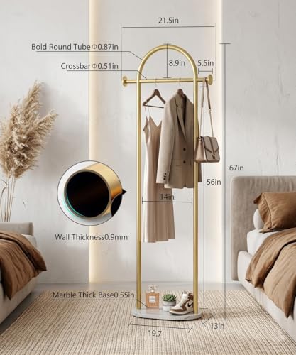 Gold Freestanding Coat Rack, Modern Metal Coat Tree, Sturdy Hall Tree for Entryway, Bedroom, Living Room, Hanging Coats, Hats, Bags - color: A2