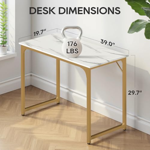 BestOffice Computer Desk,Home Office Desk, Modern Simple Style for Home Office Study Writing (Gold, 39 Inch) - color: Gold, size: 39 Inch