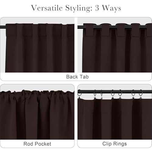PONY DANCE Brown Blakcout Curtains for Living Room 84 inch Long, 2 Panels | Dark Brown Long Black Out Panels Set Window Treatments Thermal Insulated Light Blocking Back Tab/Rod Pocket Curtain Drapes - color: Brown, size: 42"W x 84"L (Pack of 2)