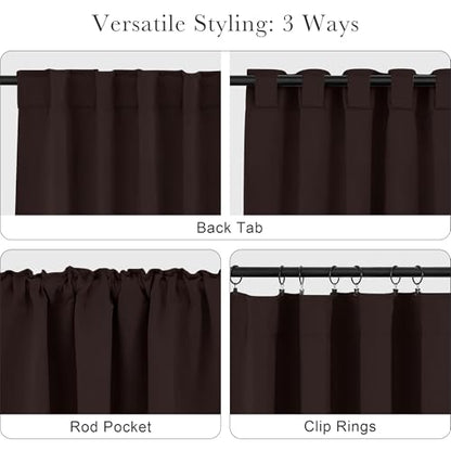 PONY DANCE Brown Blakcout Curtains for Living Room 84 inch Long, 2 Panels | Dark Brown Long Black Out Panels Set Window Treatments Thermal Insulated Light Blocking Back Tab/Rod Pocket Curtain Drapes - color: Brown, size: 42"W x 84"L (Pack of 2)
