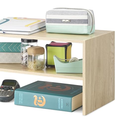 Whitmor Wood Stackable 2-Shelf Shoe Rack, White Oak, 31 inches - color: Light Brown, size: 31 INCH
