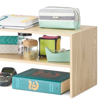 Whitmor Wood Stackable 2-Shelf Shoe Rack, White Oak, 31 inches - color: Light Brown, size: 31 INCH