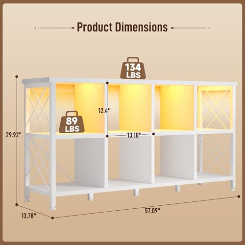 DurayLoly 8 Cube Storage Organizer, LED, Home Organizer, White | Charging Station, Living Room & Bedroom, Holds 245 LBS, Stable Cube Grid Frame - color: White, size: 8 cube