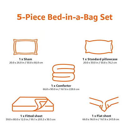Amazon Basics 5-Piece Lightweight Microfiber Comforter Set with Sheets, Bed-in-a-Bag, Gray Calvin Striped Bedding, Twin/Twin XL - color: Gray Calvin Stripe, size: Twin/Twin XL, style: 1-Pack