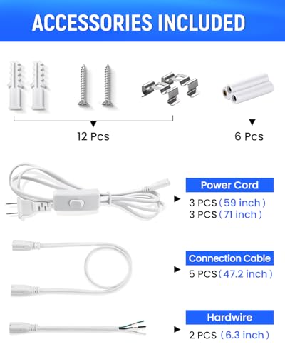 (6 Pack) 4FT T5 LED Integrated Fixture, 6500K,20W,2300LM(Super Bright White) Linkable LED Shop Light,Garage Ceiling and Cabinet Light,Strip Light,Corded Electric with ON/Off Switch - size: 6 PACK
