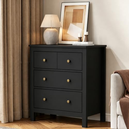 RoyalCraft Black 3 Drawer Nightstand, 27" H End Table with Storage, Modern Bedside Table with Drawers, Night Stands for Bedroom, Entryway, Hallway - color: Black