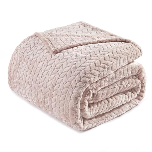 Exclusivo Mezcla Soft Fleece Bed Blanket King Size, 90”x104”, Camel | Cozy Fluffy Lightweight Blankets for Summer, Decorative Plush Flannel Throws for Living Room, Bedroom with Leaves Pattern - color: Camel, size: King ( 90x104 IN )
