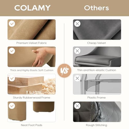 COLAMY Modern Velvet Accent Chair, Upholstered Barrel Chair, Comfy Side Arm Chair with 3 Legs for Living Room, Bedroom, Reading, Khaki - color: New-khaki, size: Set of 1