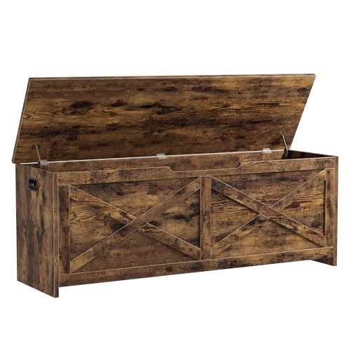 GAOMON 47.3" Storage Chest, Storage Bench with Safety Hinge | Farmhouse Style Wooden Trunk for Entryway, Bedroom, Living Room, Retro - color: Retro, size: 47.3 inches