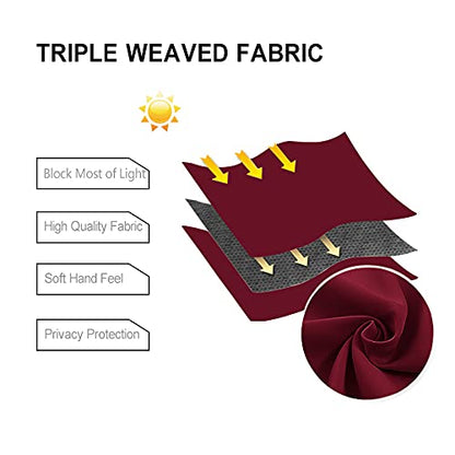 DWCN Blackout Curtains with Tiebacks - Christmas Thermal Insulated Privacy Protection Grommet Window Curtains for Living Room Bedroom, 38 x 45 inch Length, Burgundy, Set of 2 Panels - color: Burgundy, size: 38"W x 45"L (Pack of 2)