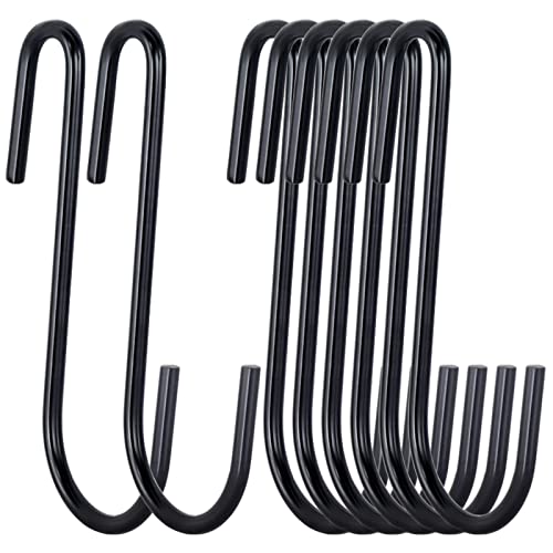 ESFUN 30 Pack 3 inch Heavy Duty S Hooks Black Pan Pot Holder Rack Hooks S Shaped Hanging Hooks Hangers for Kitchenware Spoons Pans Pots Utensils Clothes Bags Towels Plants - size: 3.0 inch