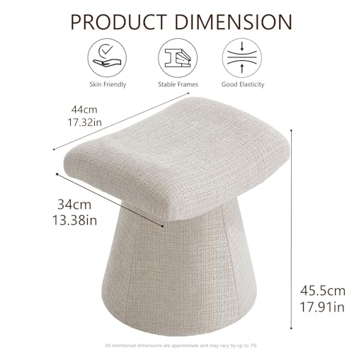 Modern Ottoman with Soft Padded Seat, Multifunctional Vanity Stool, Upholstered Footrest Stool for Living Room and Bedroom - color: Soft Taupe