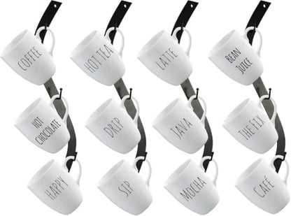 Coffee Mug Wall Rack - Metal Mug Racks for Wall - Unique S Curve Design - Coffee Cup Hanging Holder - Teacup and Mason Jar Hanger Display Holder - style: Curved
