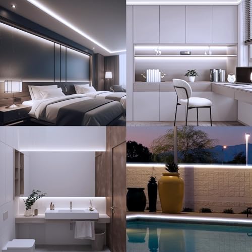 BSGlobal 2 Pack COB LED Strip Light, 6.6ft 640 LED Battery Powered LED Strip Lights, Flexible Cuttable Wireless Click Light for Cabinet, Wardrobe, Kitchen, Bedroom 6000K Cool White | 640 LED High Bright Strip Lights, Flexible Cuttable Wireless Click Light