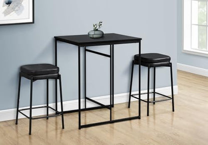 Contemporary Rectangular Counter Height Dining Table Small with Black Laminate Top and Metal Base Ideal for Modern Homes