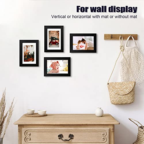 4x6 Frame Black, Solid Wood 4 x 6 Picture Frame with Acrylic Plexiglass for 3.5x5 with Mat, Tabletop and Wall Display Photo Frames 4x6 Black, 4 Pack - color: Black, size: 4x6