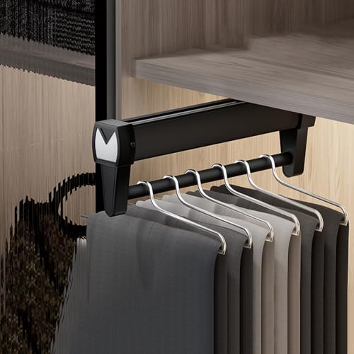 Adjustable Double-Rail Pull Out Clothes Hanger Rod with Thick Steel - Wardrobe Clothing Rail Hanger Rack Bar for Pants and Clothes, JJ010 - color: Double Track 14 Inch
