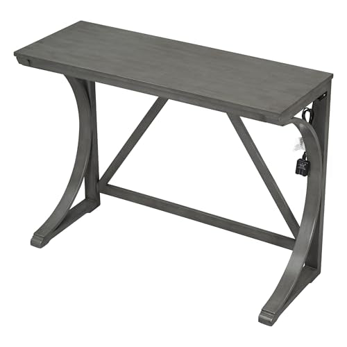 3 Piece Counter Height Dining Table Set with 2 Stools, 47.2 Inch Breakfast Nook Table for Small Spaces, Solid Wood Frame, Farmhouse Apartment Kitchen Set,Gray - color: Grey