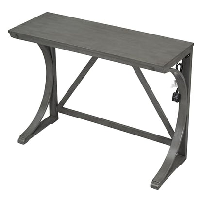 3 Piece Counter Height Dining Table Set with 2 Stools, 47.2 Inch Breakfast Nook Table for Small Spaces, Solid Wood Frame, Farmhouse Apartment Kitchen Set,Gray - color: Grey