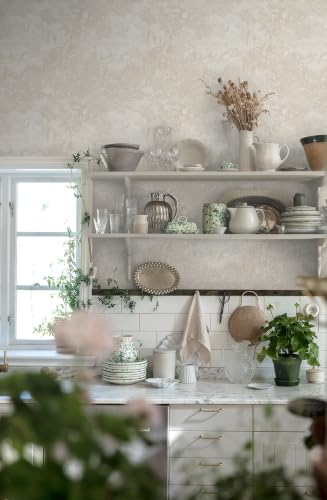Peel and Stick Wallpaper Beige Neutral Vintage Forest Animals Floral Wallpaper Removable Self-Adhesive Contact Paper for Bedroom Living Room Cabinets Decoration Thicken Vinyl 17.3''x78.7'' - color: Neutral, size: 17.3" x 78.7"