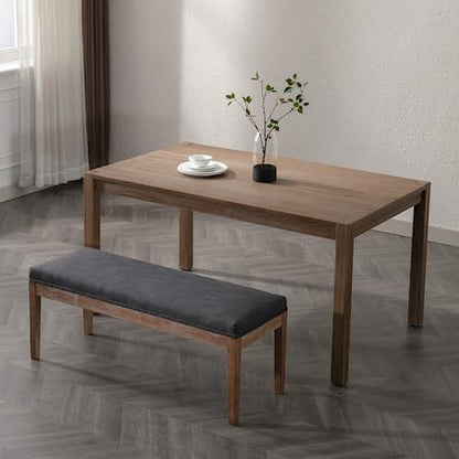 Linen Dining Bench Upholstered Entryway Bench Farmhouse Shoe Bench Seat Ottoman for Hallway Living Room Bedroom End of Bed Dining Room Kitchen, 45.5" Long, Charcoal - color: Linen, Charcoal