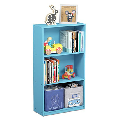 Furinno BASIC Book Shelf, 3-Tier Modern Bookshelf, Bookcase with Open Shelves, 9.3 x 21.8 x 39.5, for Living Room, Bedroom, Home Office, Light Blue - color: Light Blue, size: 3-Tier