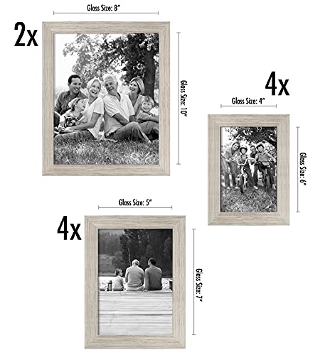 Americanflat Set of 10 Picture Frames with Shatter-Resistant Glass - Gallery Wall Frame Set with Two 8x10, Four 5x7 and Four 4x6 Frames - Signature Collection - Driftwood | Includes two 8x10, four 5x7 and four 4x6, shatter-resistant glass, hanging hardwar
