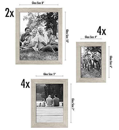 Americanflat Set of 10 Picture Frames with Shatter-Resistant Glass - Gallery Wall Frame Set with Two 8x10, Four 5x7 and Four 4x6 Frames - Signature Collection - Driftwood | Includes two 8x10, four 5x7 and four 4x6, shatter-resistant glass, hanging hardwar