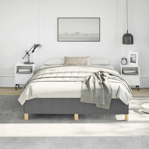 Queen Size Upholstered Bed Frame, Dark Gray Polyester Fabric Platform Bed with Sturdy Engineered Wood Slats, Modern Low Profile Bed Base, No Box Spring Needed - color: Dark Gray, size: Queen & 13.8"
