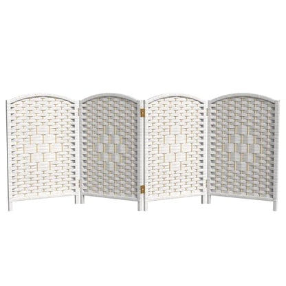 Red Lantern 2 ft. Short Diamond Weave Fiber Folding Screen - White - 4 Panel - color: White, size: 4 Panel
