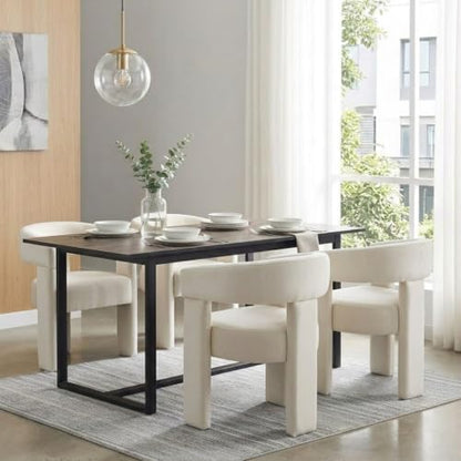 Velvet Modern Barrel Dining Chairs, Upholstered Accent Chair with Back, Vanity Chair Comfy Armchair for Kitchen/Dining Room/Living Room, Beige - color: Beige, size: Set of 1